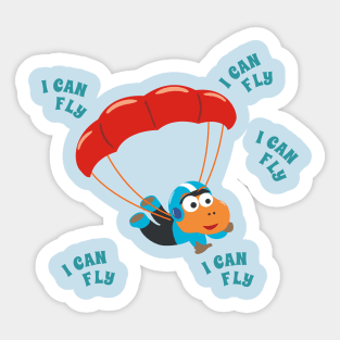 Vector illustration of a cute skydiver. Sticker